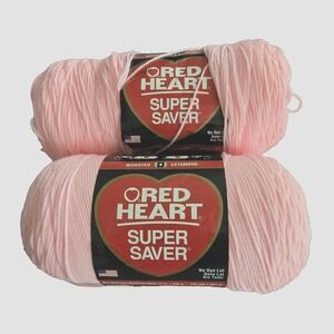 Lot Of 2 Red Heart Super Saver Yarn Petal Pink 14 oz 744 yards each